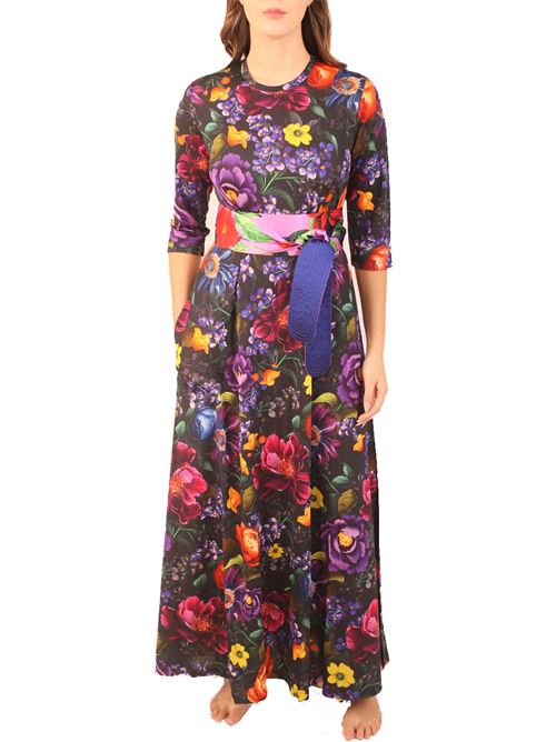 Tailor made dress with flower print Laboratorio Capri | TRAGARAALLOVERBLACK